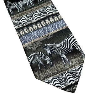 Tesoro Rosso 100% Silk Zebra Tie EUC